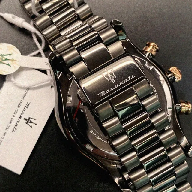 【MASERATI 瑪莎拉蒂】MASERATI手錶型號R8873646001(黑色錶面黑錶殼深黑色精鋼錶帶款)