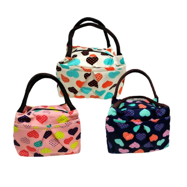 【粉甜蜜 愛心手提包】野餐袋 便當包 便當袋 媽媽包 餐盒包 手提袋 收納包 化妝包 手提包 手拎包 買菜包