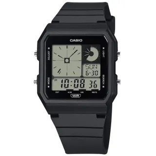 【CASIO 卡西歐】經典復古 方形造型 雙顯 電子數位 橡膠手錶 黑色 33mm(LF-20W-1A)