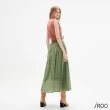 【iROO】綠色鬆緊摺飾長裙