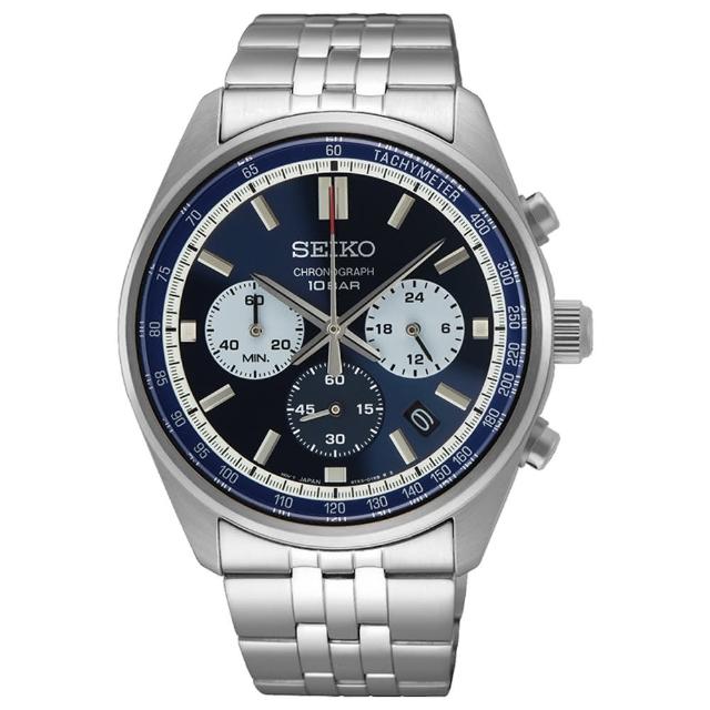 【SEIKO 精工】CS 極速閃電三眼計時男錶-藍x銀/41.5mm父親節 禮物(SSB427P1/8T63-00W0B)