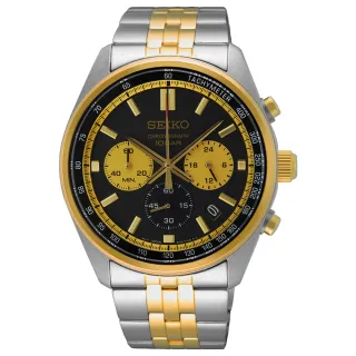 【SEIKO 精工】CS 極速閃電三眼計時男錶-黑x雙色/41.5mm(SSB430P1/8T63-00W0KS)618 禮物