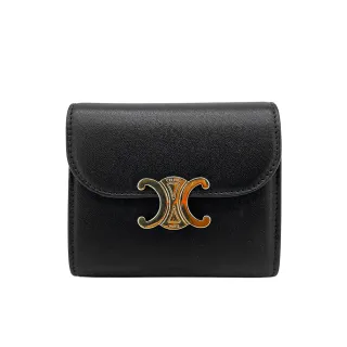【CELINE】Triomohe 牛皮三折扣式短夾(黑)