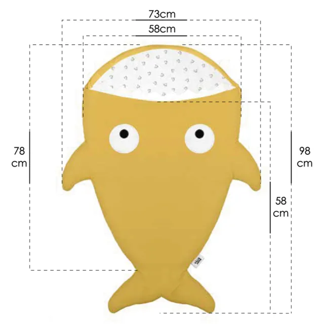 【BabyBites 鯊魚咬一口】西班牙設計-純棉嬰幼兒多功能睡袋-芥末黃(輕量版)