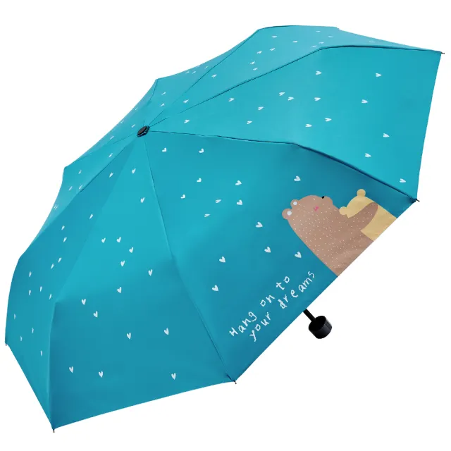 【大振豐】熊熊抱抱抗UV防曬手開折傘(防曬黑膠抗UV 隨身手開輕量 晴雨兩用傘)