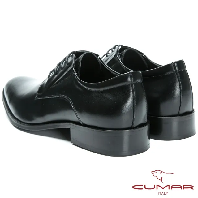 【CUMAR】舒適真皮 綁帶牛皮素面皮鞋(黑色)
