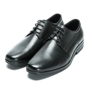 【CUMAR】超輕柔韌大底 舒適真皮綁帶皮鞋(黑色)