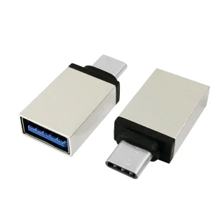 USB 3.1 Type-C 轉USB 3.0 OTG鋁合金轉接頭(銀二入組)