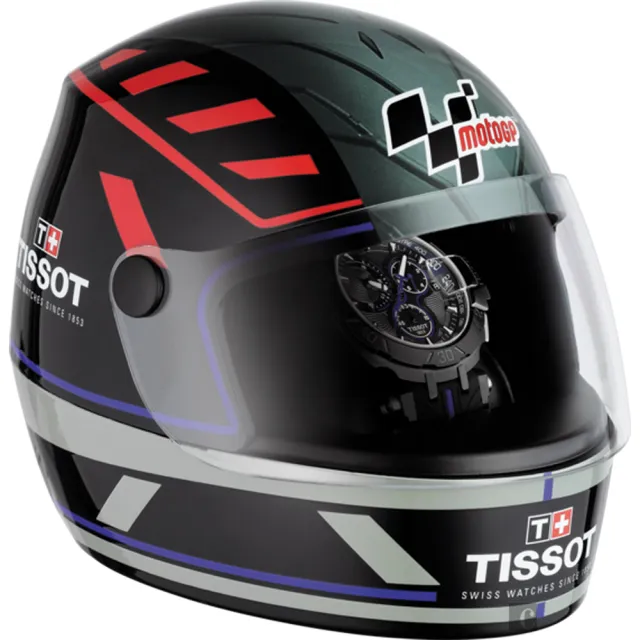 【TISSOT】天梭 T-RACE MOTOGP 2017限量版賽車錶-黑x藍/45mm 送行動電源(T0924173706100)