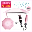 【生活良品】8骨自動摺疊反向晴雨傘 粉紫色(大傘面)