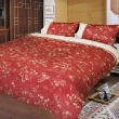 【FITNESS】精梳純棉雙人床包+枕套三件組- 夕川織影(紅色 咖啡色兩色可供選擇)