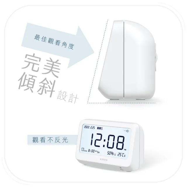 【KINYO】迷你萬年曆LCD電子鐘/數字鐘(鬧鈴/溫濕度顯示 TD-396)