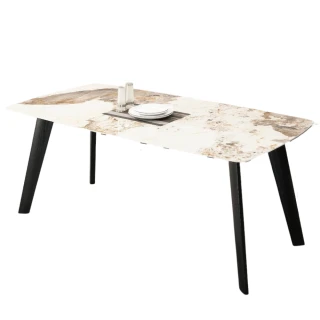 【文創集】華戈6尺高硬度岩板實木餐桌(不含餐椅)