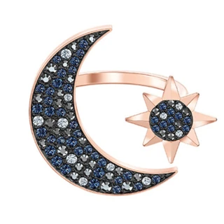 【RJ New York】神秘月亮星球貝殼閃耀鋯石開口戒指(藍色)