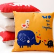 【BELLE VIE】大象派對 卡通風棉麻抱枕 多款任選(45cm×45cm)