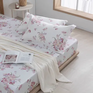 【MONTAGUT 夢特嬌】60支長絨棉三件式枕套床包組-虹桃花(雙人)