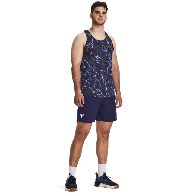 【UNDER ARMOUR】UA 男 Project Rock巨石強森系列 Woven 運動短褲 _1377431-410(藍)