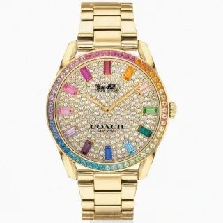 【COACH】COACH手錶型號CH00136(糖豆錶面彩色錶殼金色精鋼錶帶款)