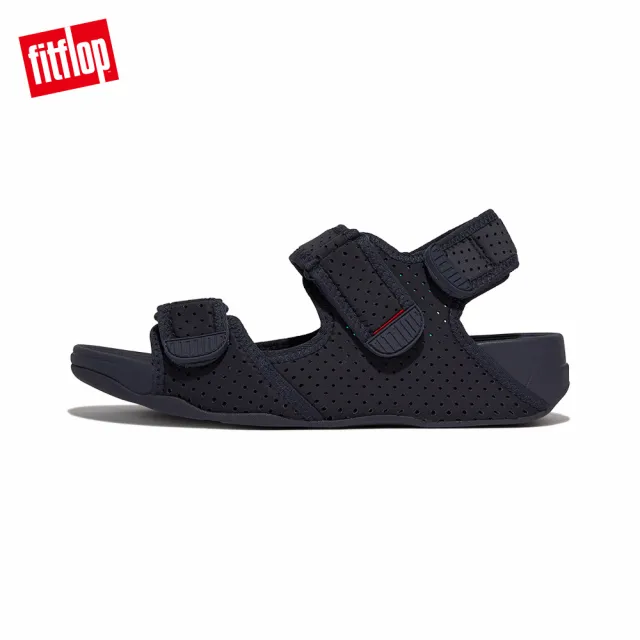 【FitFlop】GOGH MOC WATER-RESISTANT PERF BACK-STRAP SANDALS透氣淺水布後帶涼鞋-男(午夜藍/大溪地藍)