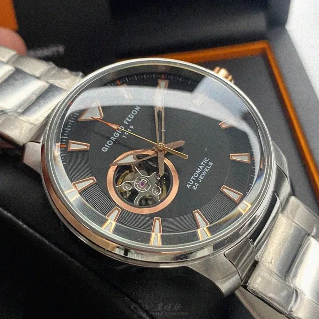 【GIORGIO FEDON 1919】GiorgioFedon1919手錶型號GF00119(黑色錶面銀錶殼銀色精鋼錶帶款)