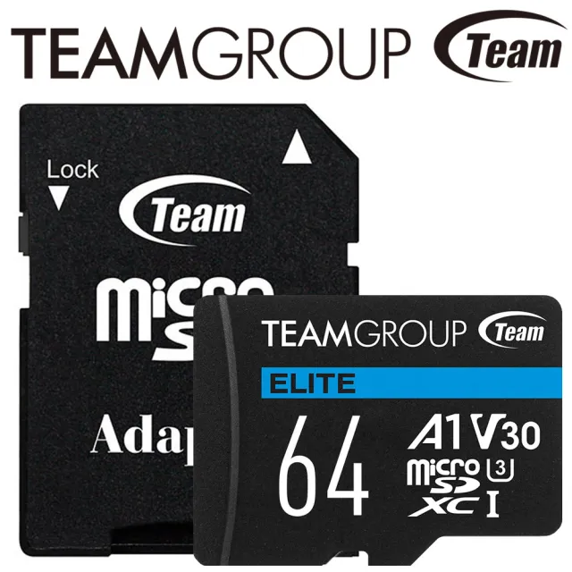 【Team 十銓】64GB microSDXC TF UHS-I A1 U3 V30 記憶卡(最高讀取：100MB/s)