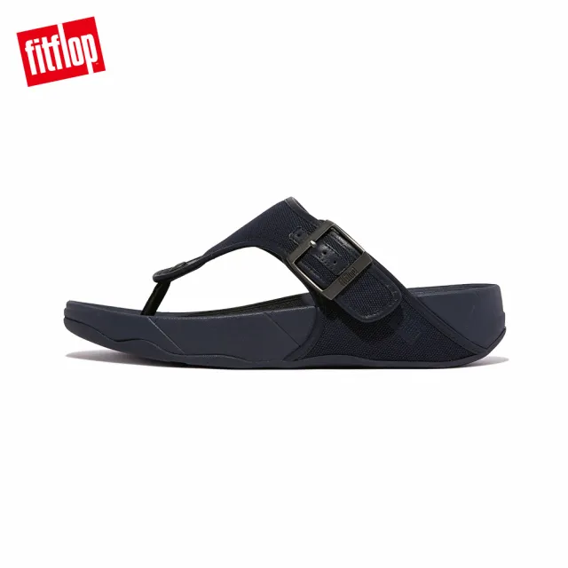 【FitFlop】TRAKK II MENS BUCKLE CANVAS扣飾帆布皮革滾邊夾腳涼鞋-男(午夜藍)