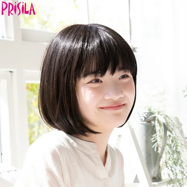【日本PRISILA】日本製耐熱記憶絲親膚內裡假髮帽 整頂假髮 化療帽 化療假髮 自然感醫療假髮(自然黑/短髮)