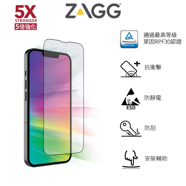 【美國ZAGG】iPhone 14 滿版抗藍光保護貼 萊因認證抗藍光最高等級 RPF30(iPhone 14/13/13 Pro)