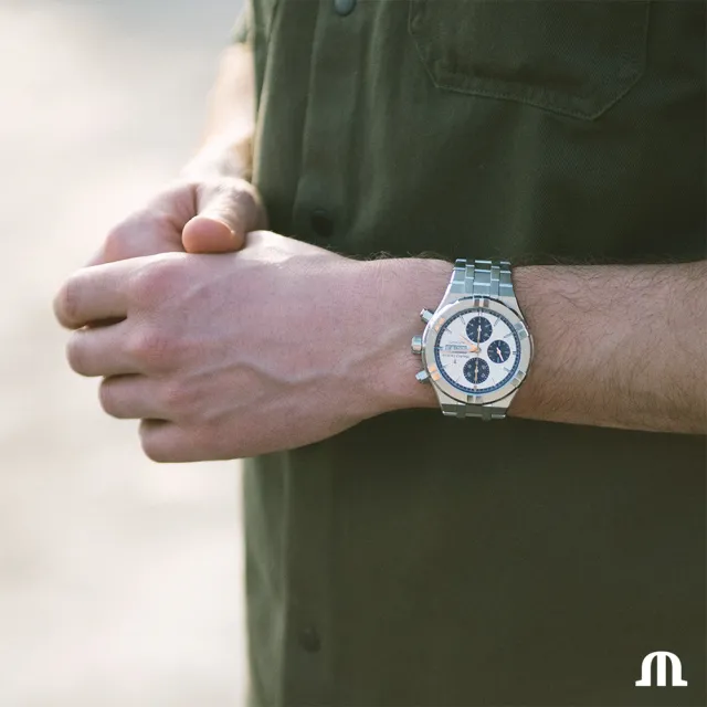 【Maurice Lacroix 艾美錶】AIKON 200米三眼計時機械錶-43mm 禮物 送禮(AI6038-SS002-131-1)