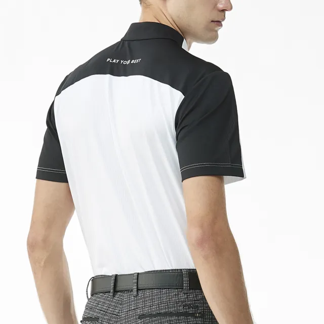 【PING】男款LOGO素面立領運動短袖POLO衫-白(吸濕排汗/抗UV/GOLF/高爾夫球衫/PA23128-87)