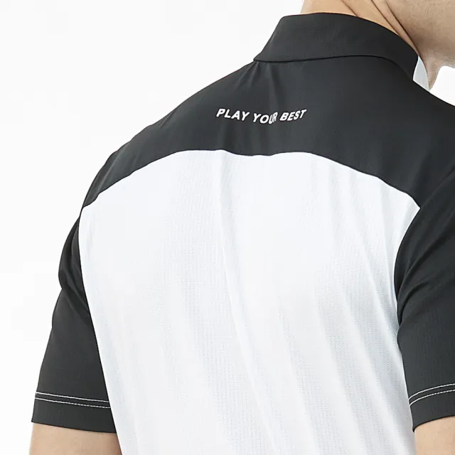 【PING】男款LOGO素面立領運動短袖POLO衫-白(吸濕排汗/抗UV/GOLF/高爾夫球衫/PA23128-87)