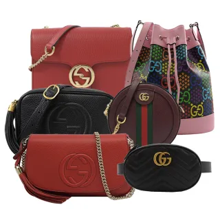 【GUCCI 古馳】經典雙G LOGO鍊包/斜背包/水桶包/腰包(款式任選)