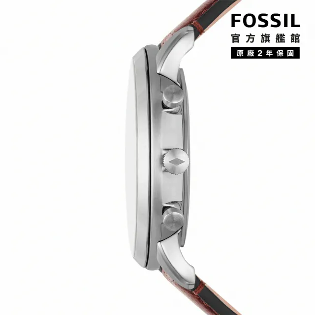 【FOSSIL 官方旗艦館】Neutra 氣質雅仕三眼計時指針手錶 棕色真皮錶帶 44MM FS5982