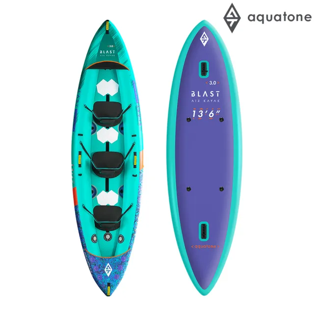 【Aquatone】充氣三人獨木舟-休閒型 BLAST 13 TK-201(KAYAK 皮艇 皮划艇 水上活動)
