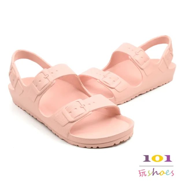 【101 玩Shoes】mit. 防水 EVA輕量馬卡龍色系涼鞋(黑/奶荼/粉.36-39碼)