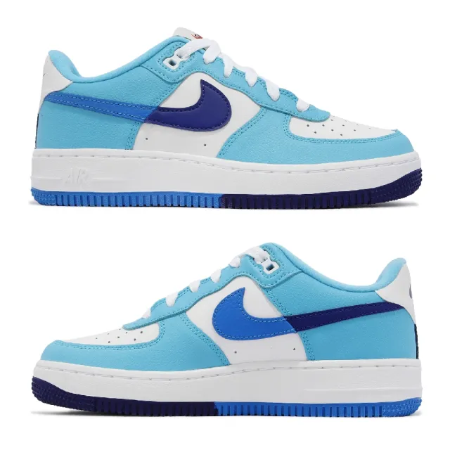 NIKE 耐吉】休閒鞋Air Force 1 LV8 2 GS 女鞋大童鞋白藍皮革AF1 經典