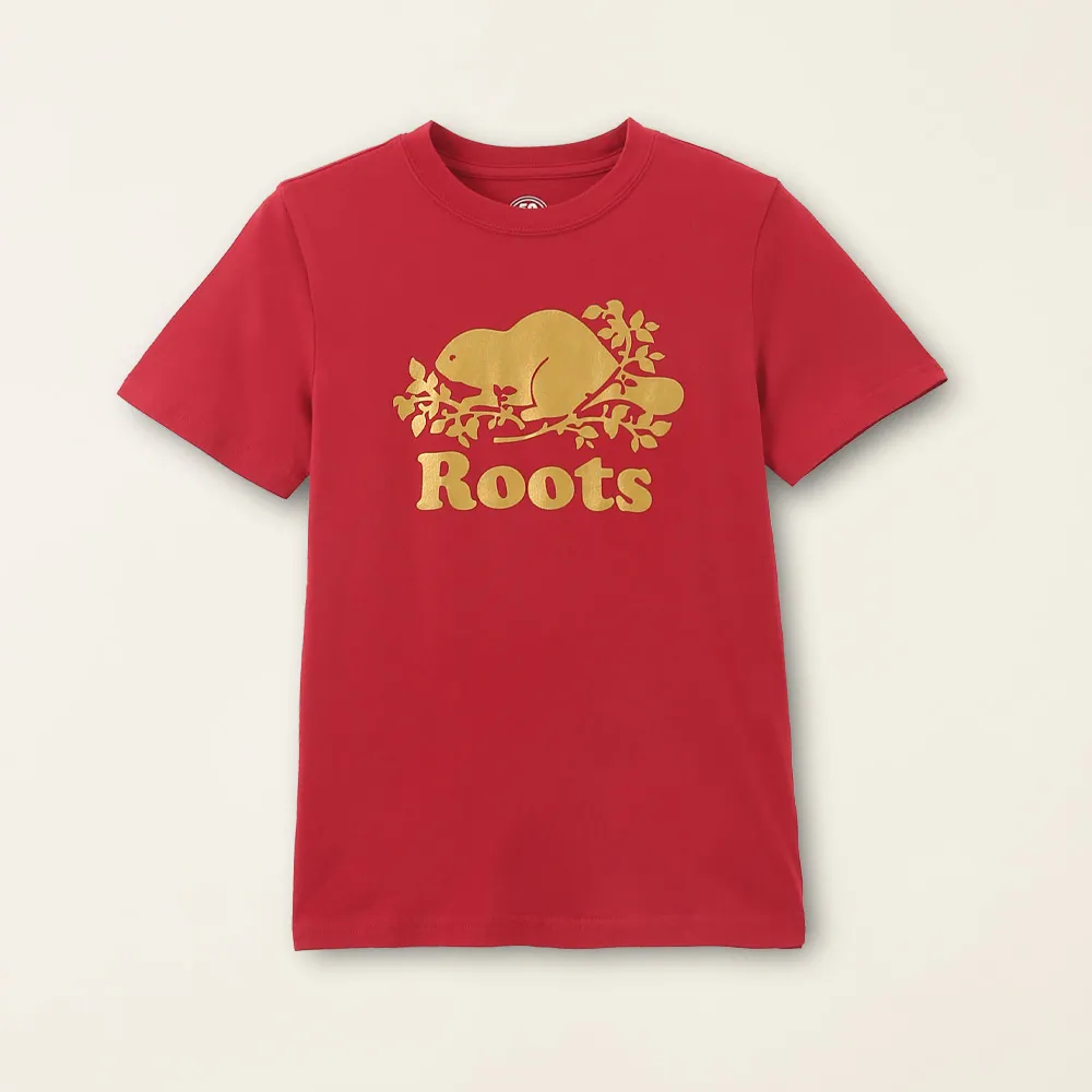 【Roots】Roots大童-#Roots50系列 光芒海狸有機棉短袖T恤(紅色)