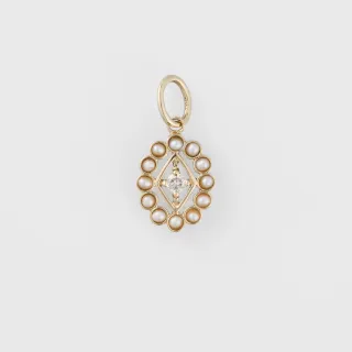 【agete】10珍珠鑽石墜飾
