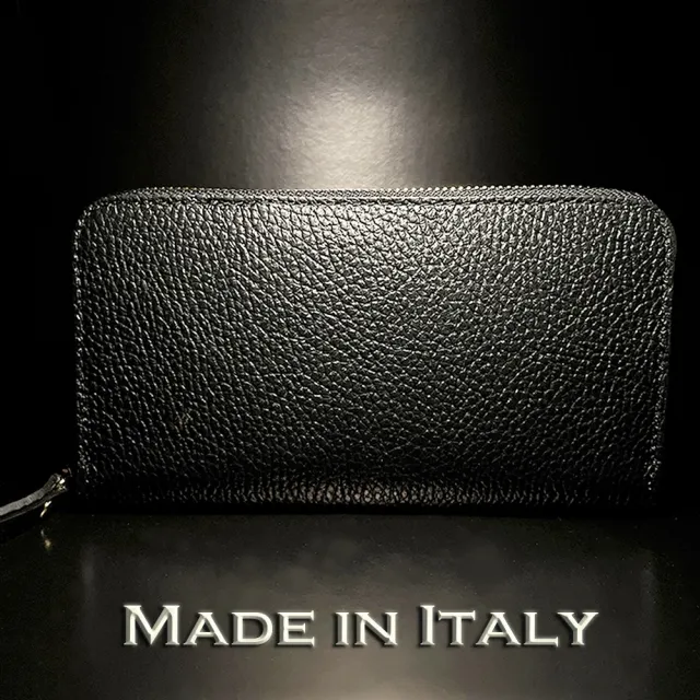 【iTa.a】100%義大利Tuscany製。100%頂級植鞣革(翡冷翠萬用長夾-墨石黑)