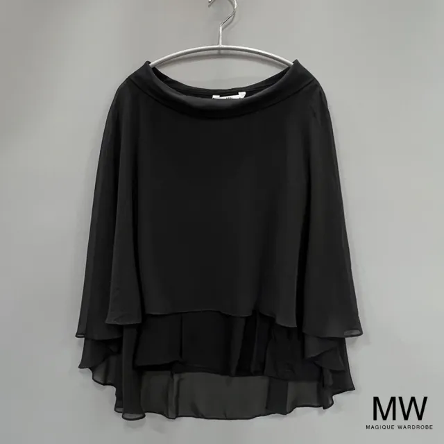 【MAGIQUE WARDROBE】假兩件雪紡波浪披肩上衣(2色)