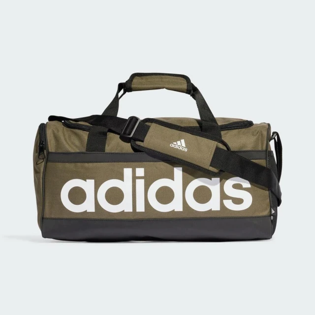 【adidas 愛迪達】Linear Duffel M 健身包 旅行包 側背 手提 肩背 運動 休閒 枯葉綠(HR5350)