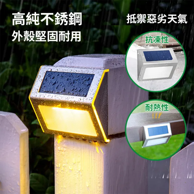 【DR.MANGO 芒果科技】太陽能戶外防水IP65壁燈LED階梯燈圍欄燈庭院景觀燈(全年免電費免插電2入組)
