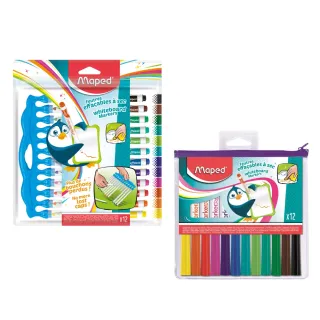 【法國Maped】連蓋式兒童專用白板筆12色+補充12色