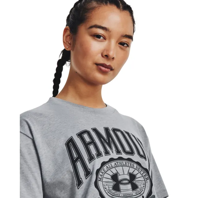 【UNDER ARMOUR】UA 女 COLLEGIATE短版T-Shirt _1379402-035(灰)