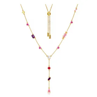 【Jpqueen】甜美糖果彩色項鍊(金色)