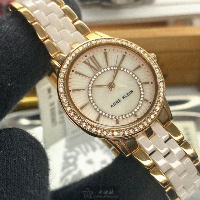 【ANNE KLEIN】AnneKlein手錶型號AN00611(粉色貝母錶面玫瑰金錶殼玫瑰金粉紅不鏽鋼陶瓷錶帶款)