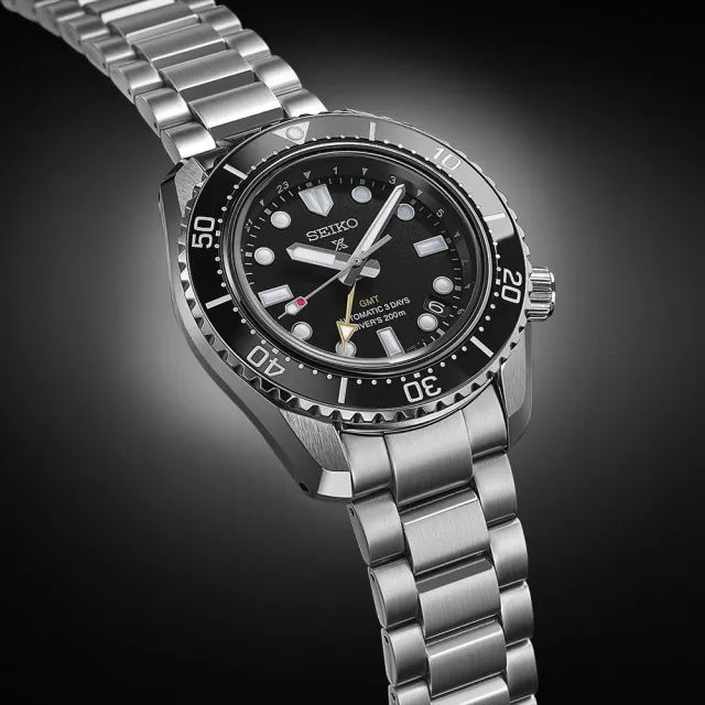 【SEIKO 精工】Prospex 廣告款GMT黑水鬼陶瓷圈三日鍊潛水機械錶-黑x銀/42mm(SPB383J1/6R54-00D0D)