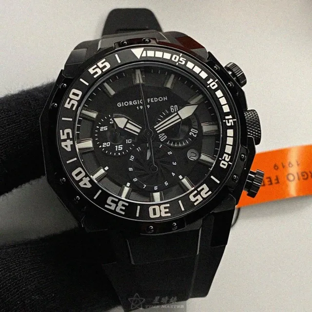【GIORGIO FEDON 1919】GiorgioFedon1919手錶型號GF00083(黑色錶面黑錶殼深黑色矽膠錶帶款)