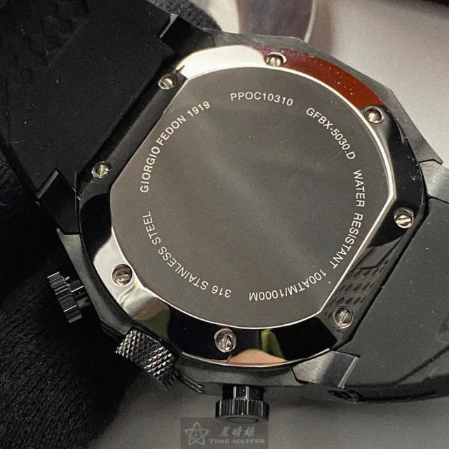 【GIORGIO FEDON 1919】雙11GiorgioFedon1919手錶型號GF00083(黑色錶面黑錶殼深黑色矽膠錶帶款)
