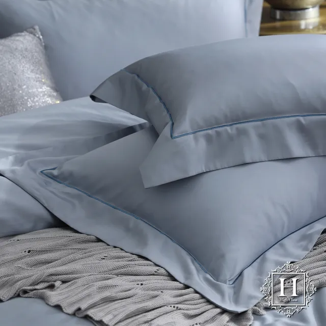 【HOYACASA】500織希爾維亞刺繡匹馬棉薄被套床包組-幽靜藍(加大)